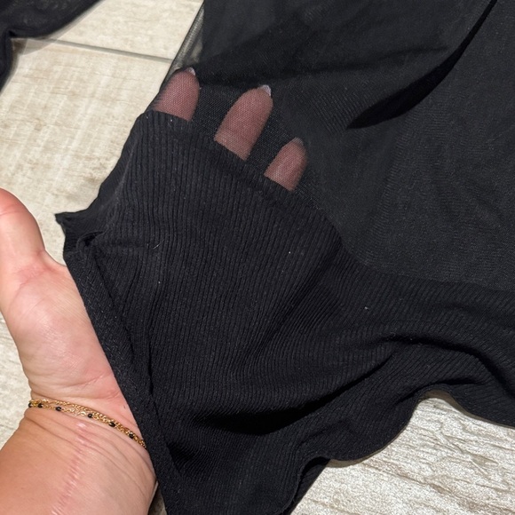 Zara Black Mesh Sleeve Bodysuit - Picture 6 of 6